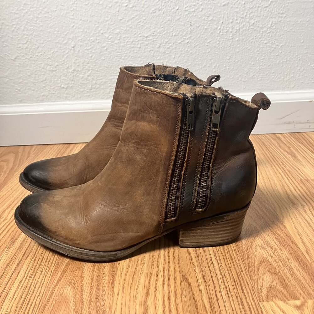 Circle G Burnished Brown Double Zipper Bootie Brown Black Booties Size 9.5